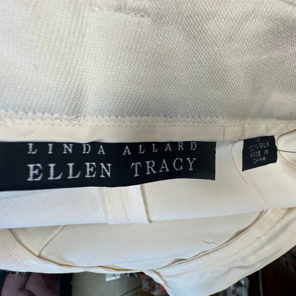 nwt VTG 100% SILK Slacks ivory dress pants size 12 Linda Allard Ellen Tracy - Picture 2 of 16